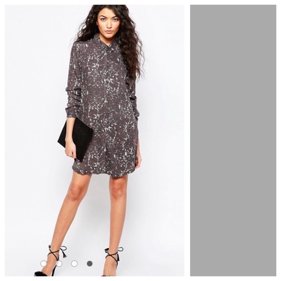 NWT Asos Vila Early Gray Shirt Dress Sz M - Picture 7 of 7